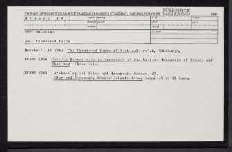 Eday, Braeside, HY53NE 10, Ordnance Survey index card, Recto