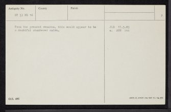 Eday, Carrick House, HY53NE 16, Ordnance Survey index card, page number 2, Verso