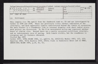 Calf Of Eday, HY53NE 19, Ordnance Survey index card, Recto