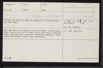 Eday, Carrick House, HY53NE 26, Ordnance Survey index card, Recto