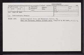 Calf Of Eday, HY53NE 39, Ordnance Survey index card, Recto