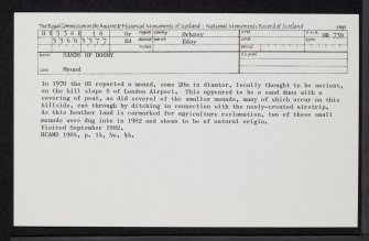 Eday, Sands Of Doomy, HY53SE 18, Ordnance Survey index card, Recto