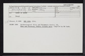 Eday, Sands Of Doomy, HY53SE 18, Ordnance Survey index card, Recto