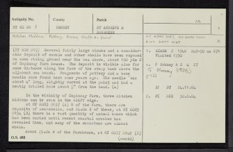 Copinsay Farm, Copinsay, HY60SW 3, Ordnance Survey index card, page number 1, Recto