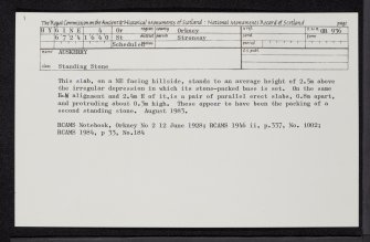 Auskerry, HY61NE 4, Ordnance Survey index card, Recto