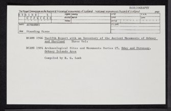 Auskerry, HY61NE 4, Ordnance Survey index card, Recto