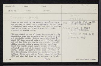 Stronsay, Braes Of Howar, HY62NE 1, Ordnance Survey index card, page number 1, Recto