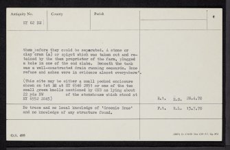 Stronsay, Braes Of Howar, HY62NE 1, Ordnance Survey index card, page number 2, Verso