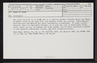 Stronsay, Braes Of Howar, HY62NE 1, Ordnance Survey index card, Recto