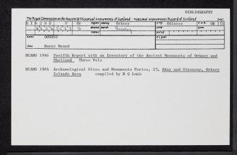 Stronsay, Odness, HY62NE 8, Ordnance Survey index card, Recto