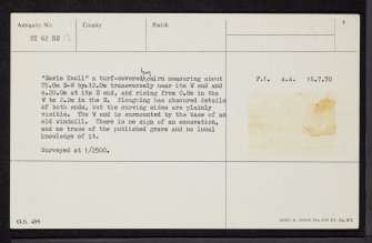 Papa Stronsay, Earl's Knoll, HY62NE 13, Ordnance Survey index card, page number 2, Verso