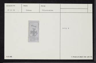 Papa Stronsay, St Nicholas' Chapel, HY62NE 14, Ordnance Survey index card, Recto