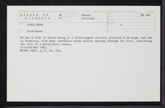 Linga Holm, HY62NW 25, Ordnance Survey index card, Recto