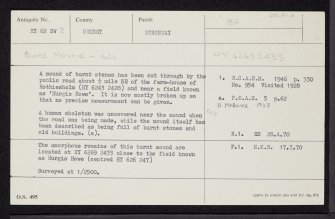 Stronsay, Sands Of Rothiesholm, HY62SW 2, Ordnance Survey index card, Recto