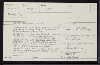 Sanday, Augmund Howe, HY63NE 3, Ordnance Survey index card, page number 1, Recto