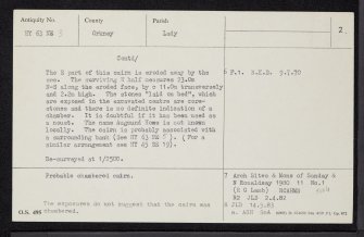 Sanday, Augmund Howe, HY63NE 3, Ordnance Survey index card, page number 2, Verso