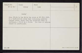 Sanday, Elsness, HY63NE 6, Ordnance Survey index card, page number 3, Recto