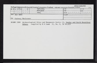 Sanday, Elsness, HY63NE 6, Ordnance Survey index card, Recto