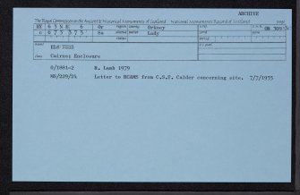 Sanday, Elsness, HY63NE 6, Ordnance Survey index card, Recto