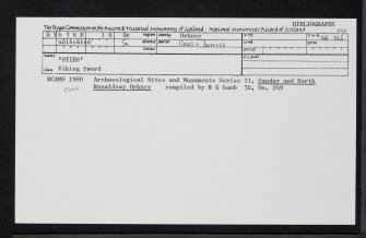 Sanday, 'sties', HY63NE 10, Ordnance Survey index card, Recto