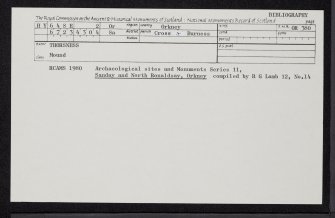 Sanday, Thorsness, HY64SE 2, Ordnance Survey index card, Recto