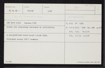 Sanday, Colligarth, HY64SE 4, Ordnance Survey index card, page number 1, Recto