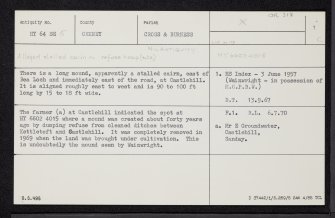 Sanday, Castle Hill, HY64SE 5, Ordnance Survey index card, page number 1, Recto