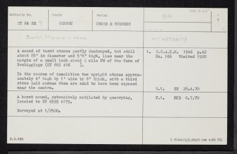 Sanday, Newbiggings, HY64SE 9, Ordnance Survey index card, page number 1, Recto