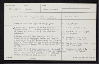 Sanday, Styes Of Brough, HY64SE 18, Ordnance Survey index card, page number 1, Recto