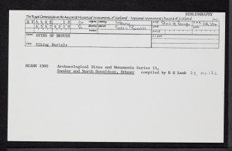 Sanday, Styes Of Brough, HY64SE 18, Ordnance Survey index card, Recto