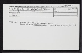 Sanday, North Bay, HY64SE 47, Ordnance Survey index card, Recto