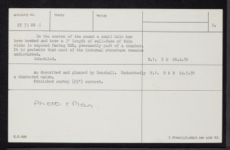 Sanday, Tres Ness, HY73NW 4, Ordnance Survey index card, page number 2, Verso