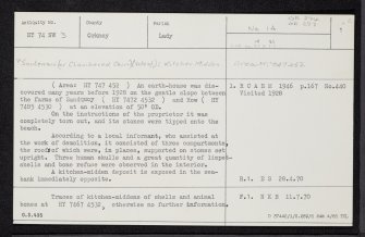 Sanday, Sandquoy, HY74NW 3, Ordnance Survey index card, page number 1, Recto