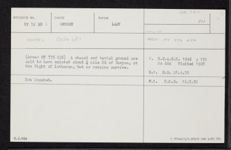 Sanday, Buryan, HY74SE 6, Ordnance Survey index card, Recto