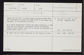 Sanday, Cleat, HY74SW 6, Ordnance Survey index card, page number 1, Recto