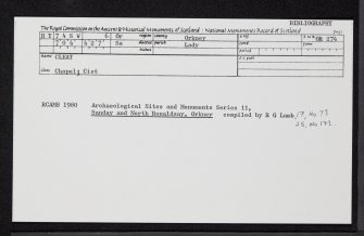 Sanday, Cleat, HY74SW 6, Ordnance Survey index card, Recto