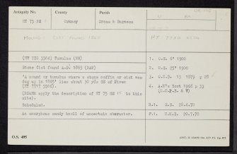 North Ronaldsay, Neven, HY75NE 1, Ordnance Survey index card, Recto