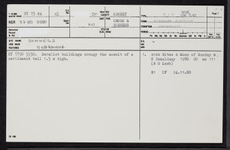 North Ronaldsay, Senness, HY75NE 12, Ordnance Survey index card, page number 1, Recto