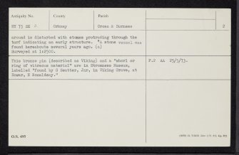 North Ronaldsay, Howar, HY75SE 2, Ordnance Survey index card, page number 2, Verso