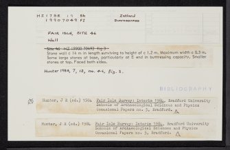 Fair Isle, Upper Leogh, HZ17SE 19, Ordnance Survey index card, Recto