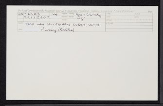 Lewis, Tigh Nan Cailleachan Dubha, NA92SE 3, Ordnance Survey index card, Recto