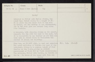 Lewis, Dun Bharabhat, NB03NE 4, Ordnance Survey index card, page number 2, Verso