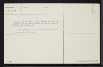Lewis, Valtos School, 'An Caisteal', NB03NE 9, Ordnance Survey index card, page number 2, Verso