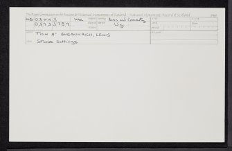 Lewis, Tigh A' Bheannaich, NB03NW 3, Ordnance Survey index card, Recto