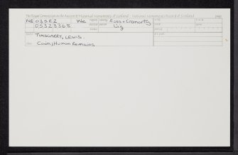 Lewis, Timsgarry, NB03SE 2, Ordnance Survey index card, Recto