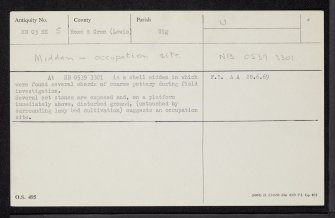 Lewis, Uig Lodge, NB03SE 5, Ordnance Survey index card, Recto