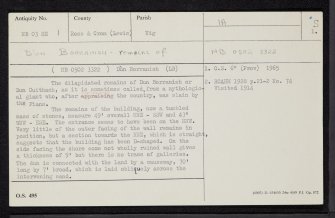 Lewis, Mangursta, Stac Dhomnuill Chaim, NB03SW 1, Ordnance Survey index card, page number 1, Recto