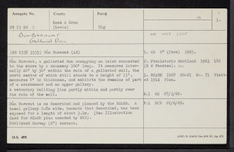 Lewis, Great Bernera, Loch Baravat, Dun Baravat, NB13NE 2, Ordnance Survey index card, page number 1, Recto