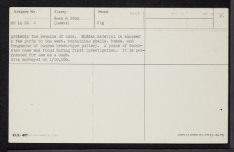 Lewis, Great Bernera, Bosta, NB14SW 2, Ordnance Survey index card, page number 2, Verso