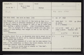 Lewis, Bragar, Loch An Duna, NB24NE 2, Ordnance Survey index card, Recto